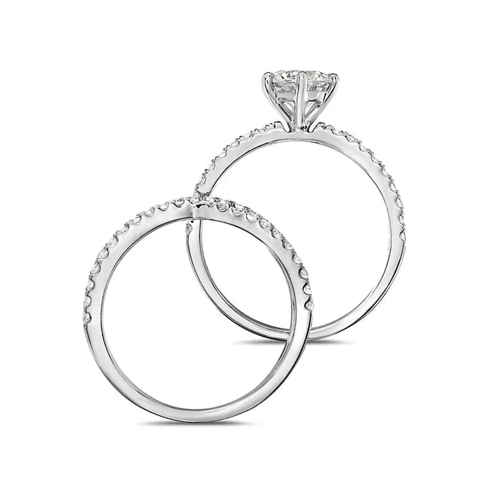 163 CT TW Natural Diamond CrissCross Bridal Engagement Ring Set in Solid 14K White Gold Goldia Rings 163 CT TW Natural Diamond CrissCross Bridal Engagement Ring Set in Solid 14K White Gold Goldia Rings