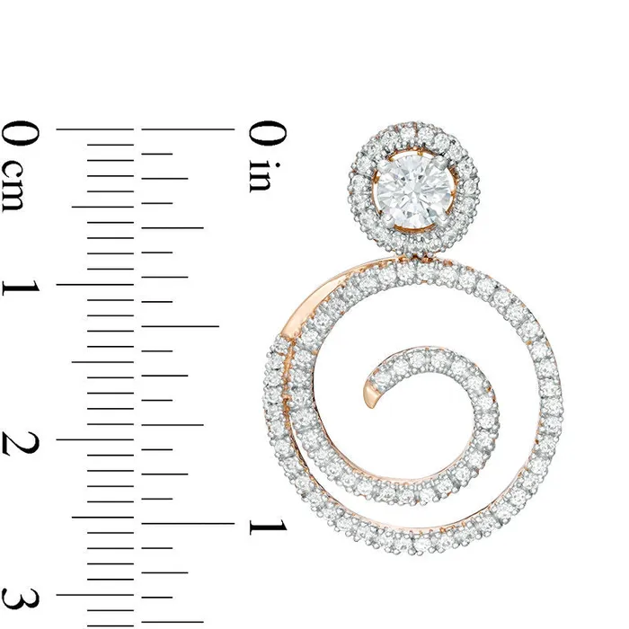 1 CT TW Diamond Frame and Swirl Drop Earring Jackets in 14K Rose Gold Goldia Earrings 1 CT TW Diamond Frame and Swirl Drop Earring Jackets in 14K Rose Gold Goldia Earrings