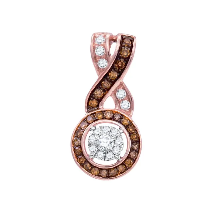 10k Rose Gold Round Brown Diamond Cluster Pendant 14 Cttw gndatlanta Necklaces 10k Rose Gold Round Brown Diamond Cluster Pendant 14 Cttw gndatlanta Necklaces
