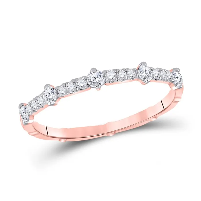 10k Rose Gold Round Diamond 5Stone Stackable Band Ring 14 Cttw gndatlanta Rings 10k Rose Gold Round Diamond 5Stone Stackable Band Ring 14 Cttw gndatlanta Rings