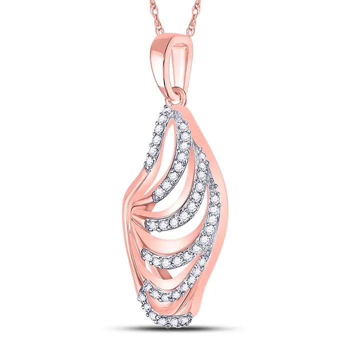 10k Rose Gold Round Diamond Modern Wing Fashion Pendant 16 Cttw gndatlanta Necklaces 10k Rose Gold Round Diamond Modern Wing Fashion Pendant 16 Cttw gndatlanta Necklaces