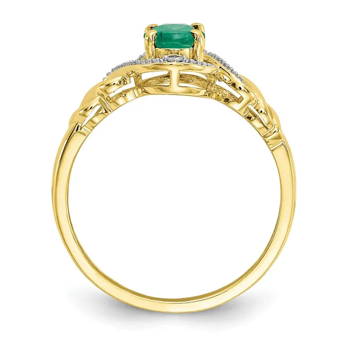 10K Yellow Gold Emerald and Real Diamond Ring Goldia Rings