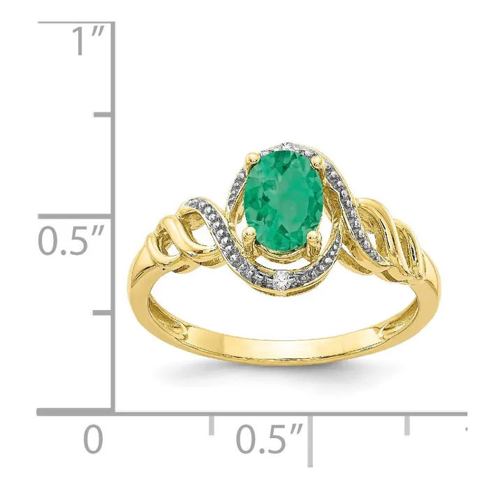 10K Yellow Gold Emerald and Real Diamond Ring Goldia Rings