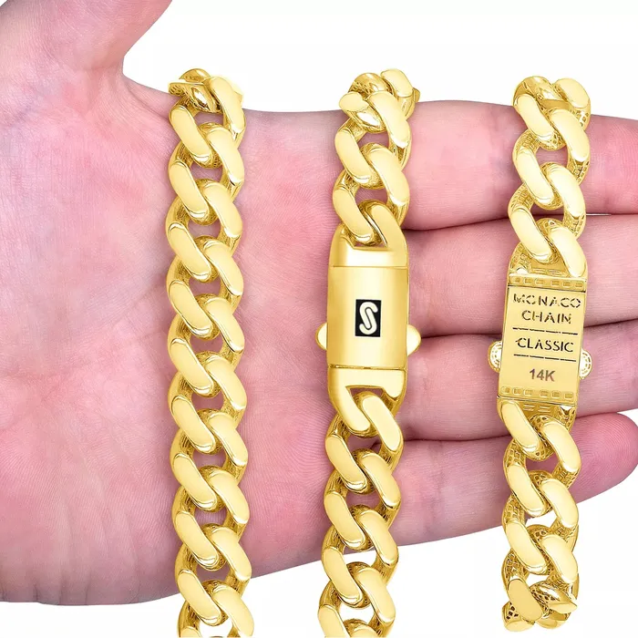 10K Yellow Gold Miami Cuban 9mm Royal Monaco Curb Link Chain Necklace 18 30 Goldiacom Necklaces