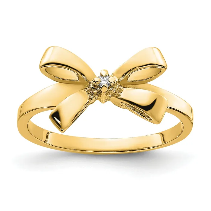10k Yellow Gold Polished AA Diamond Bow Ring Goldiacom Rings