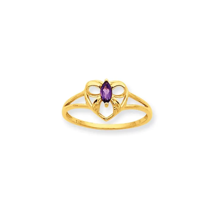 10K Yellow Gold Polished Geniune Amethyst Birthstone Ring Goldia Rings