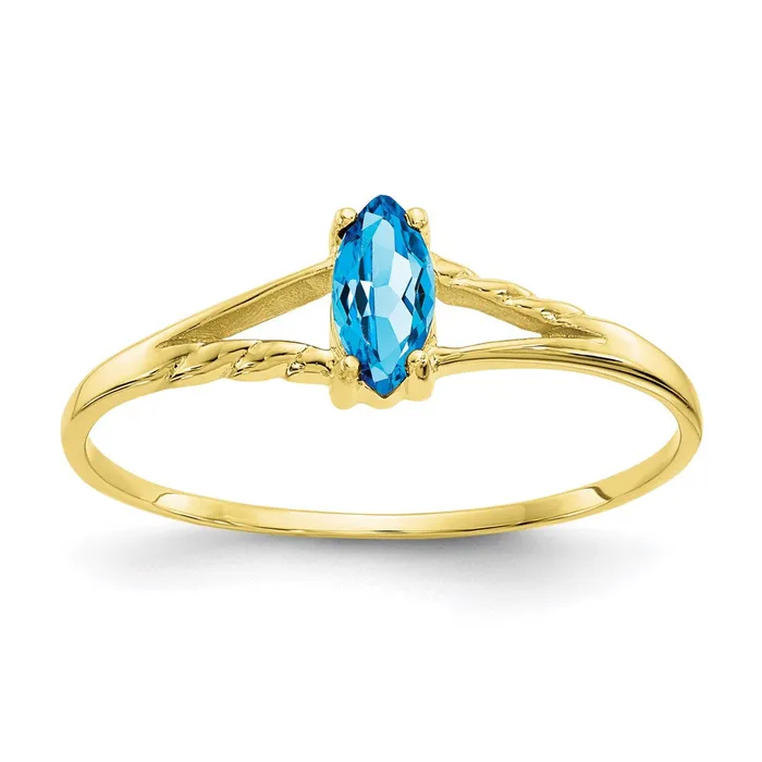10K Yellow Gold Polished Geniune Blue Topaz Birthstone Ring Goldia Rings