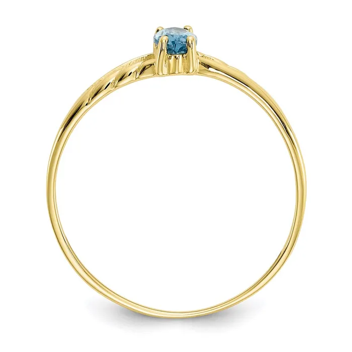 10K Yellow Gold Polished Geniune Blue Topaz Birthstone Ring Goldia Rings