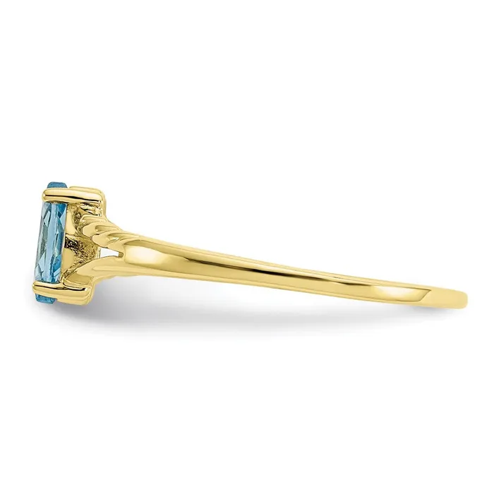 10K Yellow Gold Polished Geniune Blue Topaz Birthstone Ring Goldia Rings