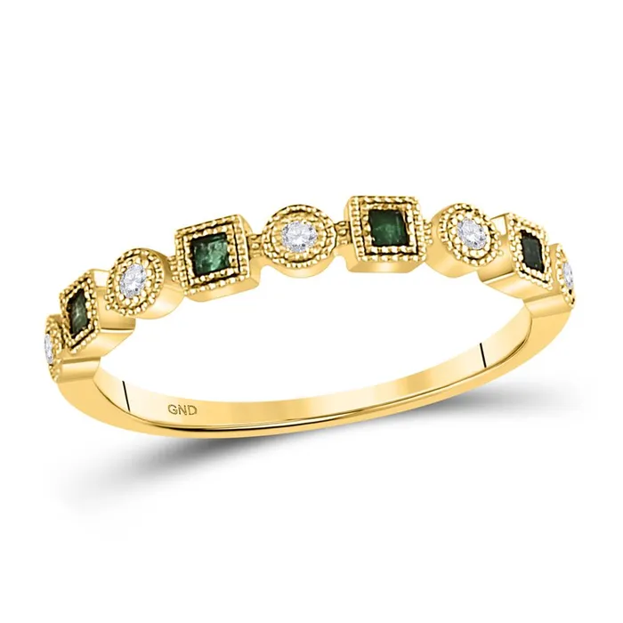 10k Yellow Gold Princess Emerald Diamond Square Dot Stackable Band Ring 18 Cttw gndatlanta Rings 10k Yellow Gold Princess Emerald Diamond Square Dot Stackable Band Ring 18 Cttw gndatlanta Rings
