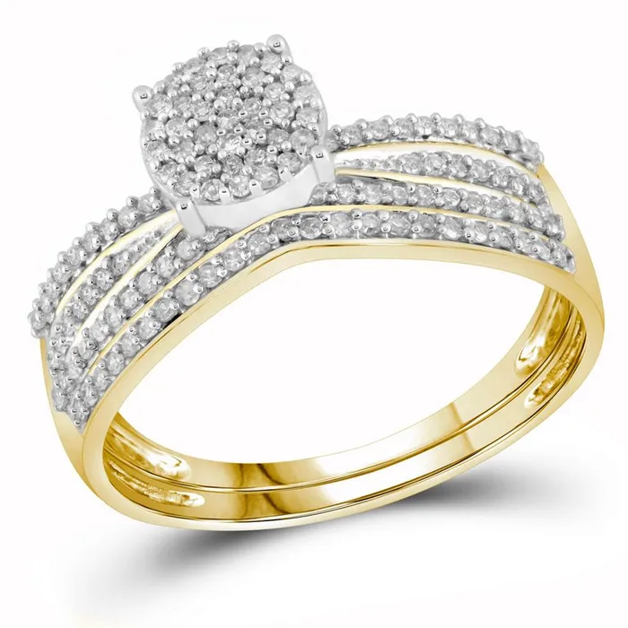 10k Yellow Gold Round Diamond Bridal Wedding Ring Set 13 Cttw gndatlanta Rings 10k Yellow Gold Round Diamond Bridal Wedding Ring Set 13 Cttw gndatlanta Rings