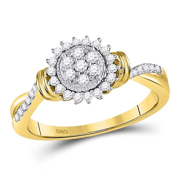 10k Yellow Gold Round Diamond Circle Flower Cluster Ring 13 Cttw gndatlanta Rings 10k Yellow Gold Round Diamond Circle Flower Cluster Ring 13 Cttw gndatlanta Rings