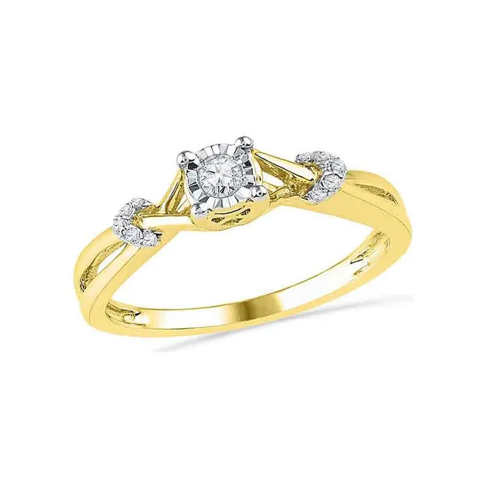 10k Yellow Gold Round Diamond Solitaire Twist Promise Ring 110 Cttw gndatlanta Rings