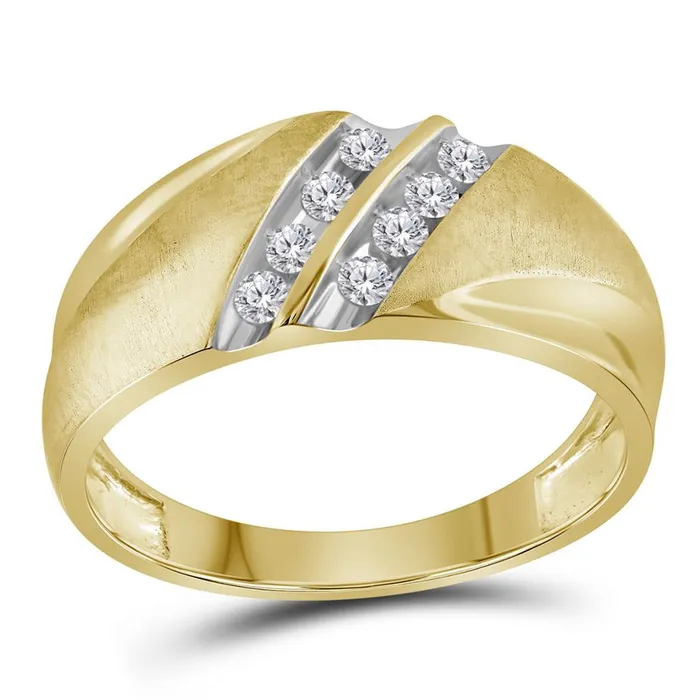 10k Yellow Gold Round Diamond Wedding Double Row Band Ring 14 Cttw gndatlanta Rings 10k Yellow Gold Round Diamond Wedding Double Row Band Ring 14 Cttw gndatlanta Rings