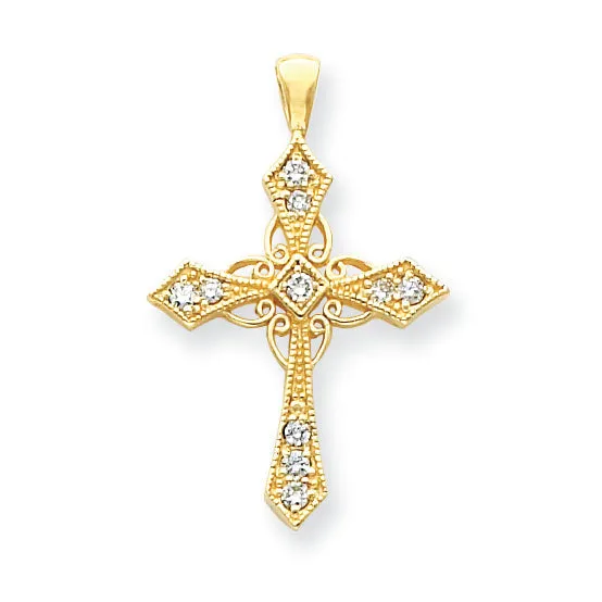 14k AAA Diamond cross pendant Goldiacom Necklaces