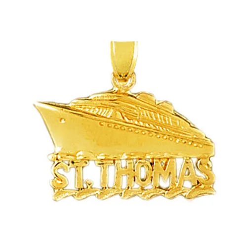 14K Gold 25MM St Thomas Cruise Ship Pendant Goldia PreStyled Sets