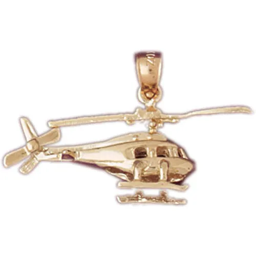 14K Gold 3D Rotorcraft Helicopter Pendant Goldia Necklaces