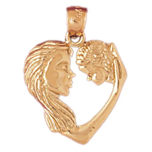 14K Gold Mother Holding Baby Heart Pendant Goldia Necklaces