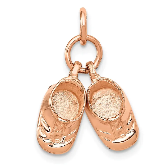 14k Rose Gold 3D Moveable Rose Gold Baby Shoes Charm Goldia Earrings