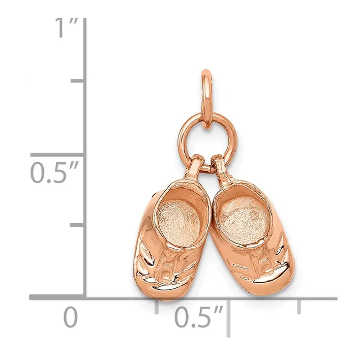 14k Rose Gold 3D Moveable Rose Gold Baby Shoes Charm Goldia Earrings