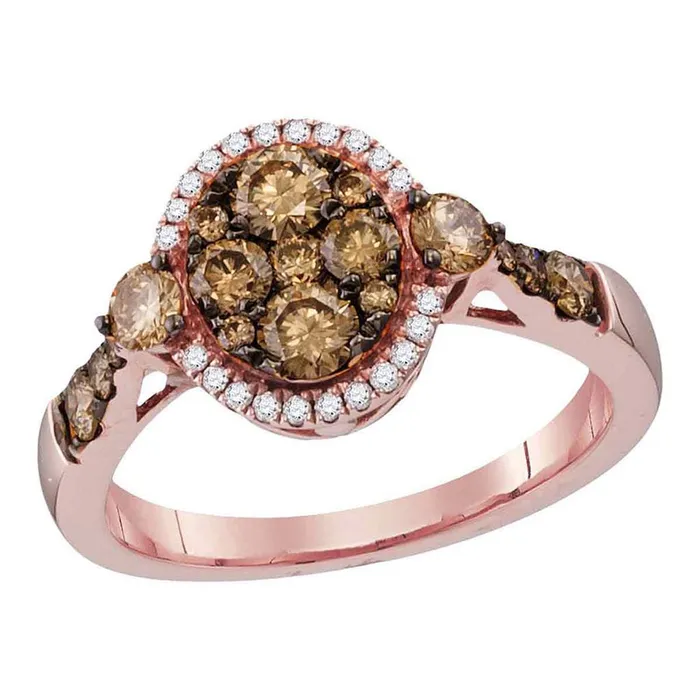 14k Rose Gold Brown Diamond Cluster Bridal Engagement Ring 1 Cttw gndatlanta Rings 14k Rose Gold Brown Diamond Cluster Bridal Engagement Ring 1 Cttw gndatlanta Rings