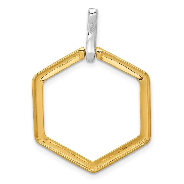 14k TwoTone Gold 115ct Real Diamond Fancy Hexagon Pendant Goldia Rings
