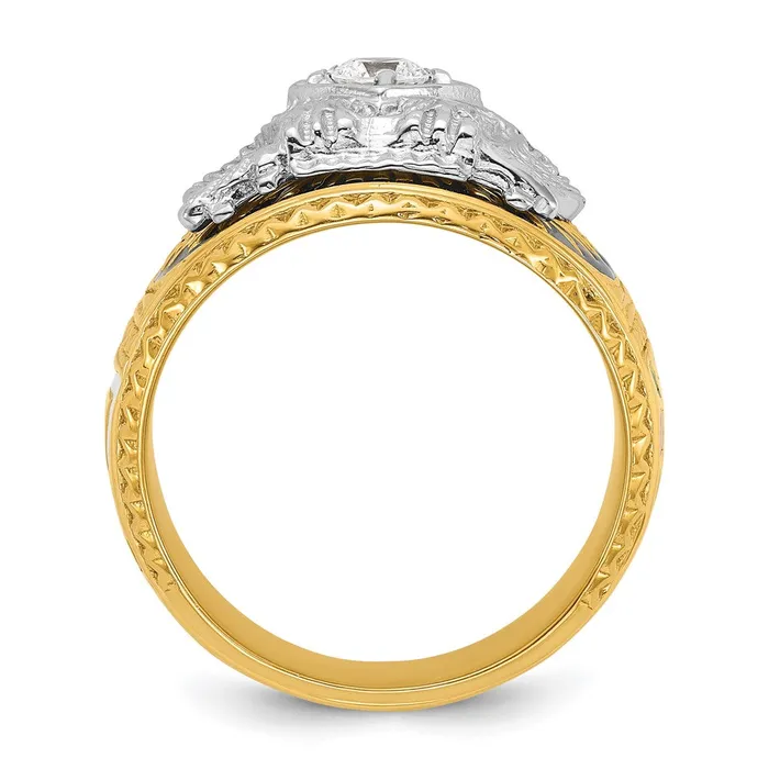 14k Twotone Gold Mens Polished and Textured 32nd Degree Scottish Rite Masonic Ring Mounting Goldia Rings