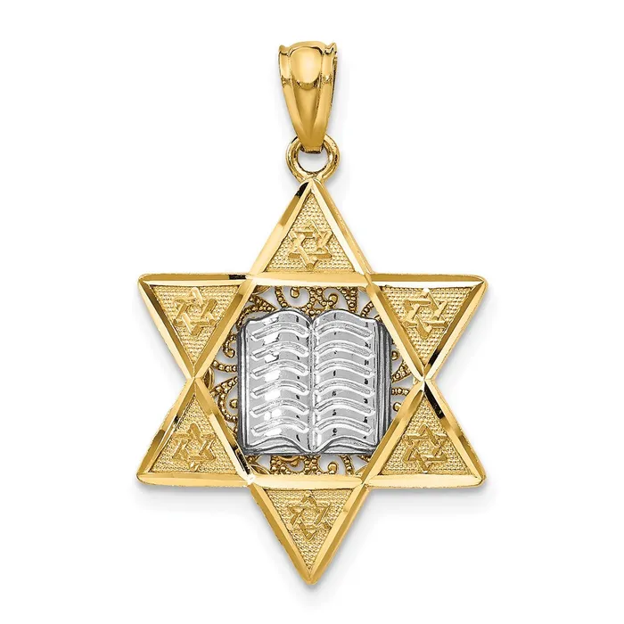 14k Twotone Gold Star Of David Pendant Goldia Necklaces