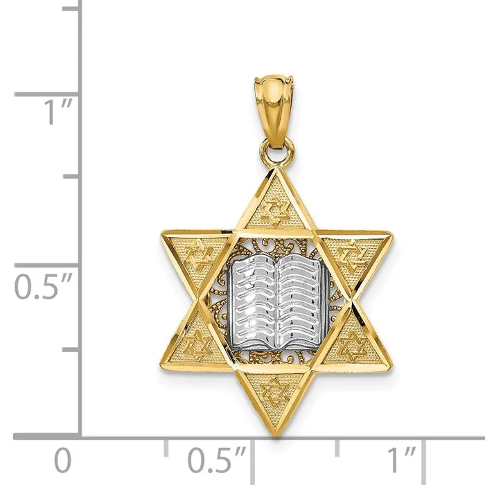 14k Twotone Gold Star Of David Pendant Goldia Necklaces