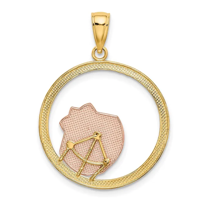 14k Twotone Gold wWhite Rhodium Scallop Shell In Circle Charm Goldia Rings