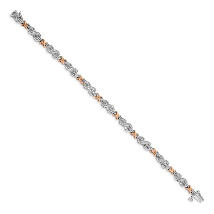 14k Twotone Natural Diamond Infinity Symbol Link Bracelet goldiaca Bracelets