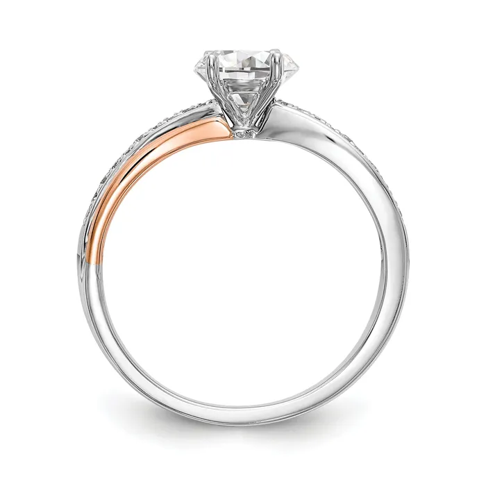 14k Two tone Peg Set Simulated Diamond By Pass Engagement Ring Goldiacom Rings