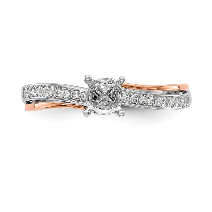 14k Two tone Peg Set Simulated Diamond By Pass Engagement Ring Goldiacom Rings