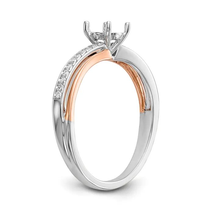 14k Two tone Peg Set Simulated Diamond By Pass Engagement Ring Goldiacom Rings