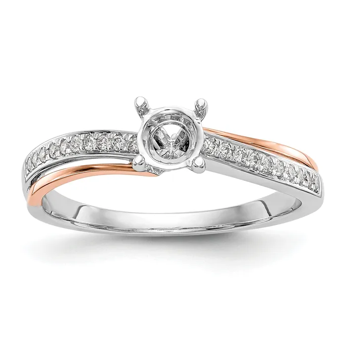 14k Two tone Peg Set Simulated Diamond By Pass Engagement Ring Goldiacom Rings
