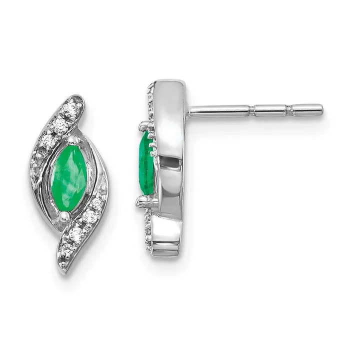 14k White Gold 115Ct Real Diamond and Emerald Earrings Goldia Earrings