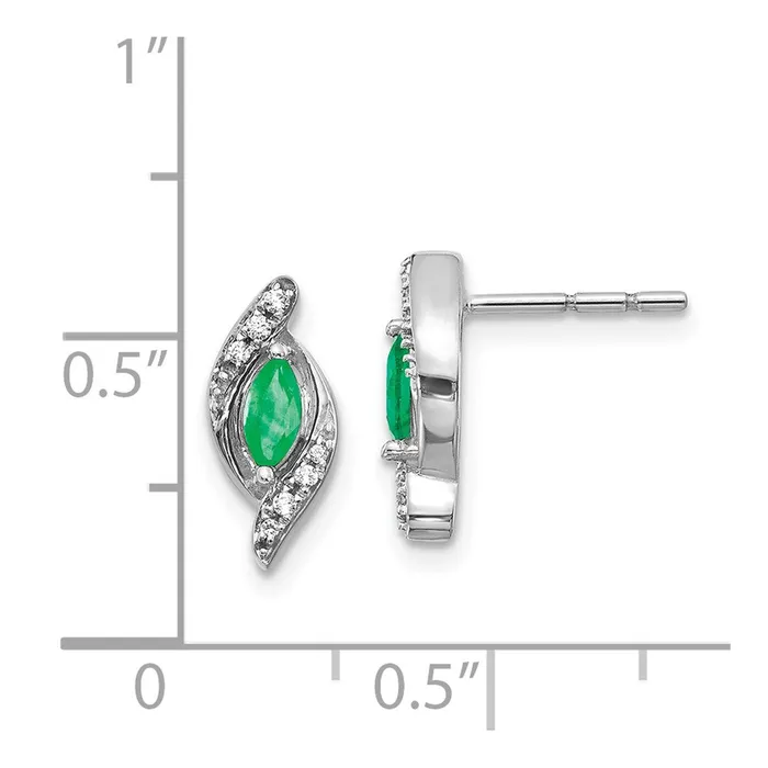 14k White Gold 115Ct Real Diamond and Emerald Earrings Goldia Earrings