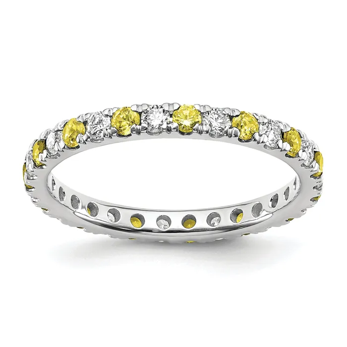 14k White Gold 12 Ct Lab Grown Diamond VSSI G and Lab Created Yellow Sapphire Eternity Band Ring Goldia Rings 14k White Gold 12 Ct Lab Grown Diamond VSSI G and Lab Created Yellow Sapphire Eternity Band Ring Goldia Rings