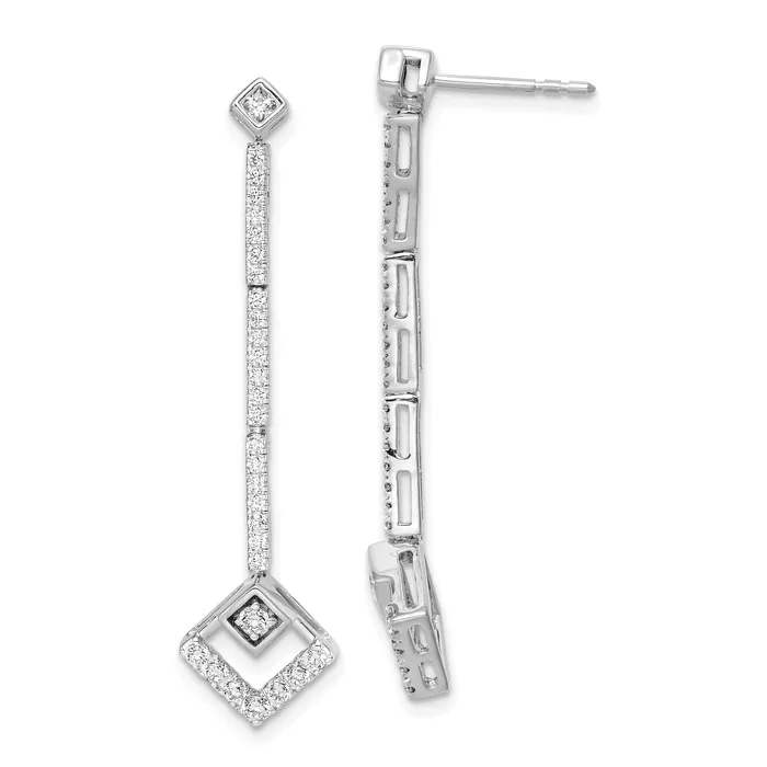14k White Gold 12 Ct Lab Grown Diamond VSSI G Dangle Post Earrings Goldia Earrings