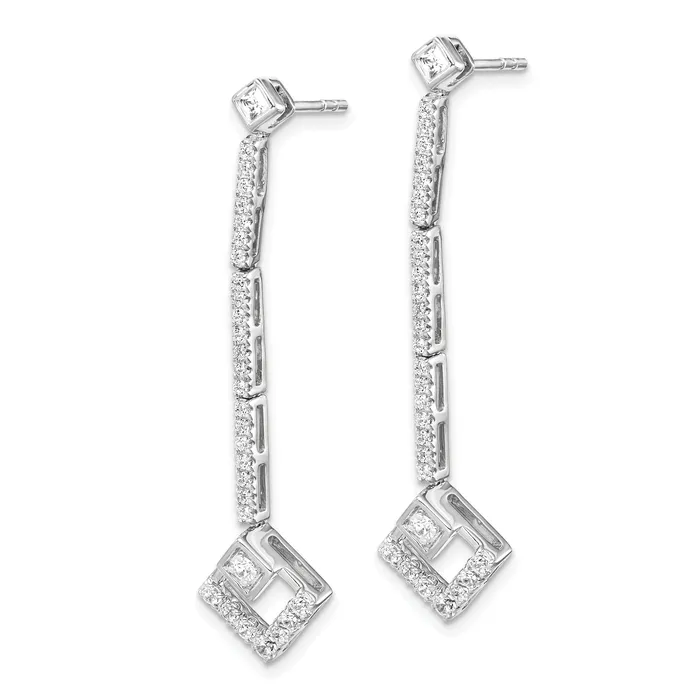 14k White Gold 12 Ct Lab Grown Diamond VSSI G Dangle Post Earrings Goldia Earrings