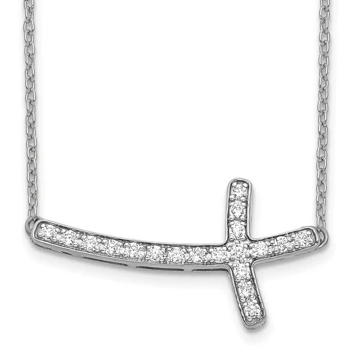 14k White Gold 15 Ct Lab Grown Diamond VSSI G 18 inch Sideways Cross Necklace Goldia Necklaces 14k White Gold 15 Ct Lab Grown Diamond VSSI G 18 inch Sideways Cross Necklace Goldia Necklaces