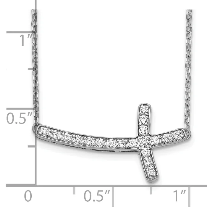 14k White Gold 15 Ct Lab Grown Diamond VSSI G 18 inch Sideways Cross Necklace Goldia Necklaces