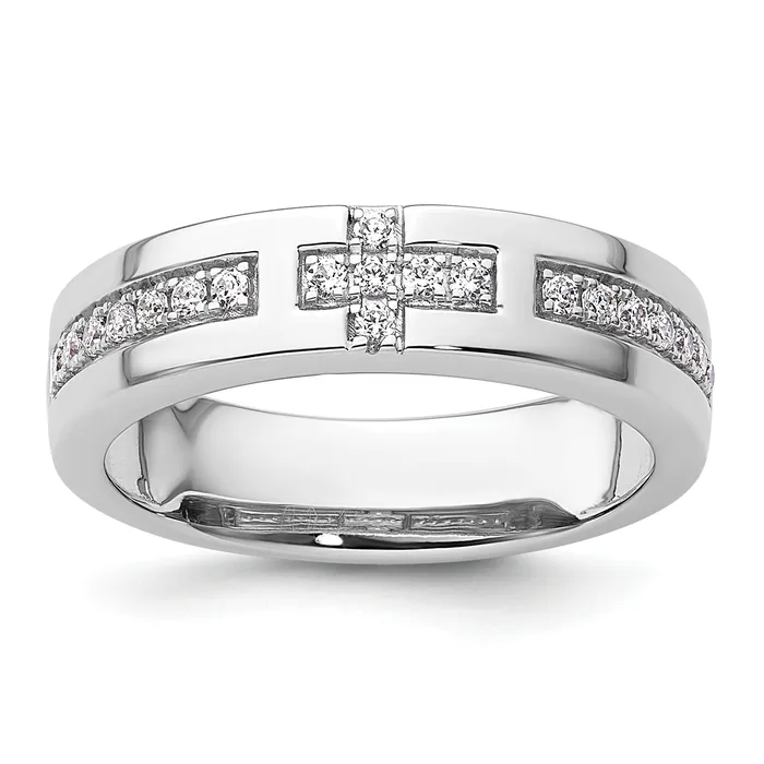 14k White Gold 15 Ct Lab Grown Diamond VSSI G Cross Band Ring Goldia Rings