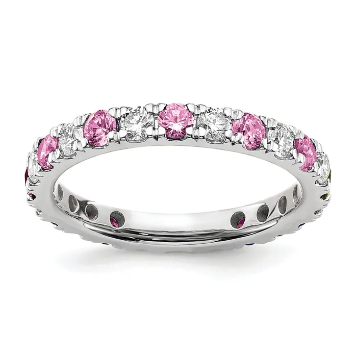 14k White Gold 34 Ct Lab Grown Diamond VSSI G and Lab Created Pink Sapphire Eternity Band Ring Goldia Rings 14k White Gold 34 Ct Lab Grown Diamond VSSI G and Lab Created Pink Sapphire Eternity Band Ring Goldia Rings