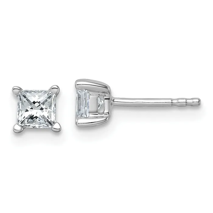 14k White Gold 34 ctw Lab Grown Diamond VSSI G Princess 4 Prong Heavy Wt Stud Earrings Goldia Earrings 14k White Gold 34 ctw Lab Grown Diamond VSSI G Princess 4 Prong Heavy Wt Stud Earrings Goldia Earrings