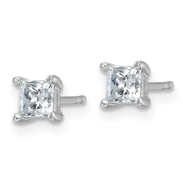 14k White Gold 34 ctw Lab Grown Diamond VSSI G Princess 4 Prong Heavy Wt Stud Earrings Goldia Earrings