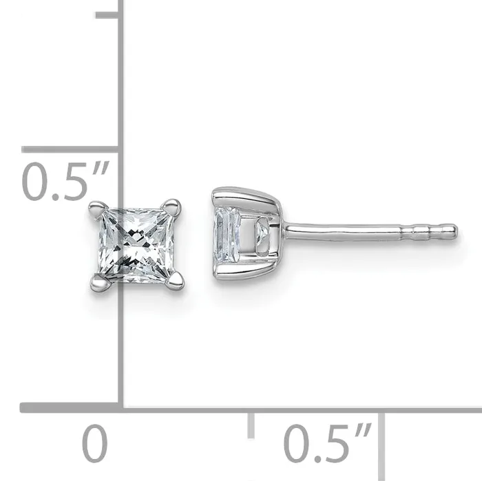 14k White Gold 34 ctw Lab Grown Diamond VSSI G Princess 4 Prong Heavy Wt Stud Earrings Goldia Earrings