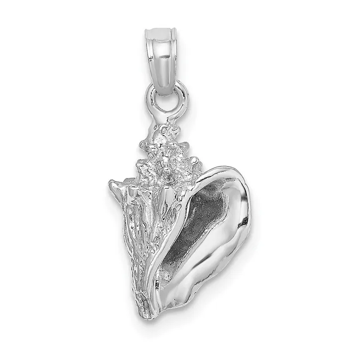 14k White Gold 3D Conch Shell Charm Goldia Charm Necklaces