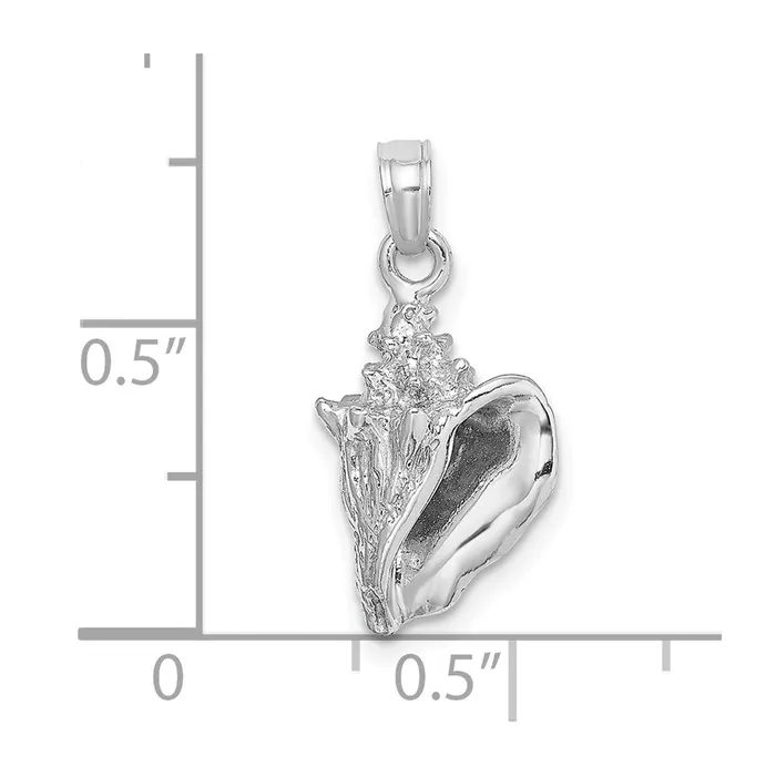 14k White Gold 3D Conch Shell Charm Goldia Charm Necklaces