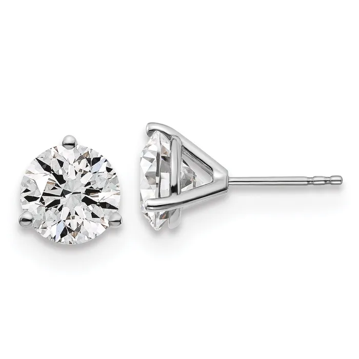 14k White Gold 4 ctw Lab Grown Diamond VSSI G Round 3 Prong Heavy Wt Stud Earrings Goldia Earrings 14k White Gold 4 ctw Lab Grown Diamond VSSI G Round 3 Prong Heavy Wt Stud Earrings Goldia Earrings